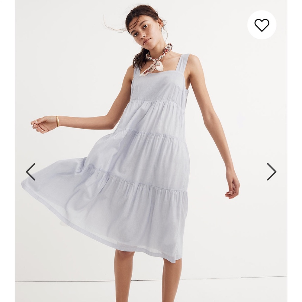 Madewell Blue White Fine Striped Midi Dress